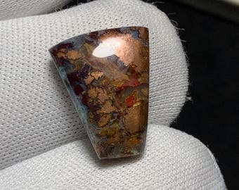 Einzigartiges Muster Kupfer Chrysokoll Cabochon, Natürlicher Tee Grüner Edelstein mit reichen Kupferadern Perfekt für die Schmuckherstellung, 16x11x5MM, 12.2ct