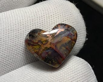 Einzigartiges Muster Kupfer Chrysokoll Cabochon, Natürlicher Tee Grüner Edelstein mit reichen Kupferadern Perfekt für die Schmuckherstellung, 14x16x5MM, 8,6ct