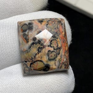 Natural Leopard Skin Jasper Rose cut Cabochon, 23 x 20 x 8MM, One Of Kind Earthy Tones Vibrant Orbicular Jasper Loose Gemstone. 30.9 carat.