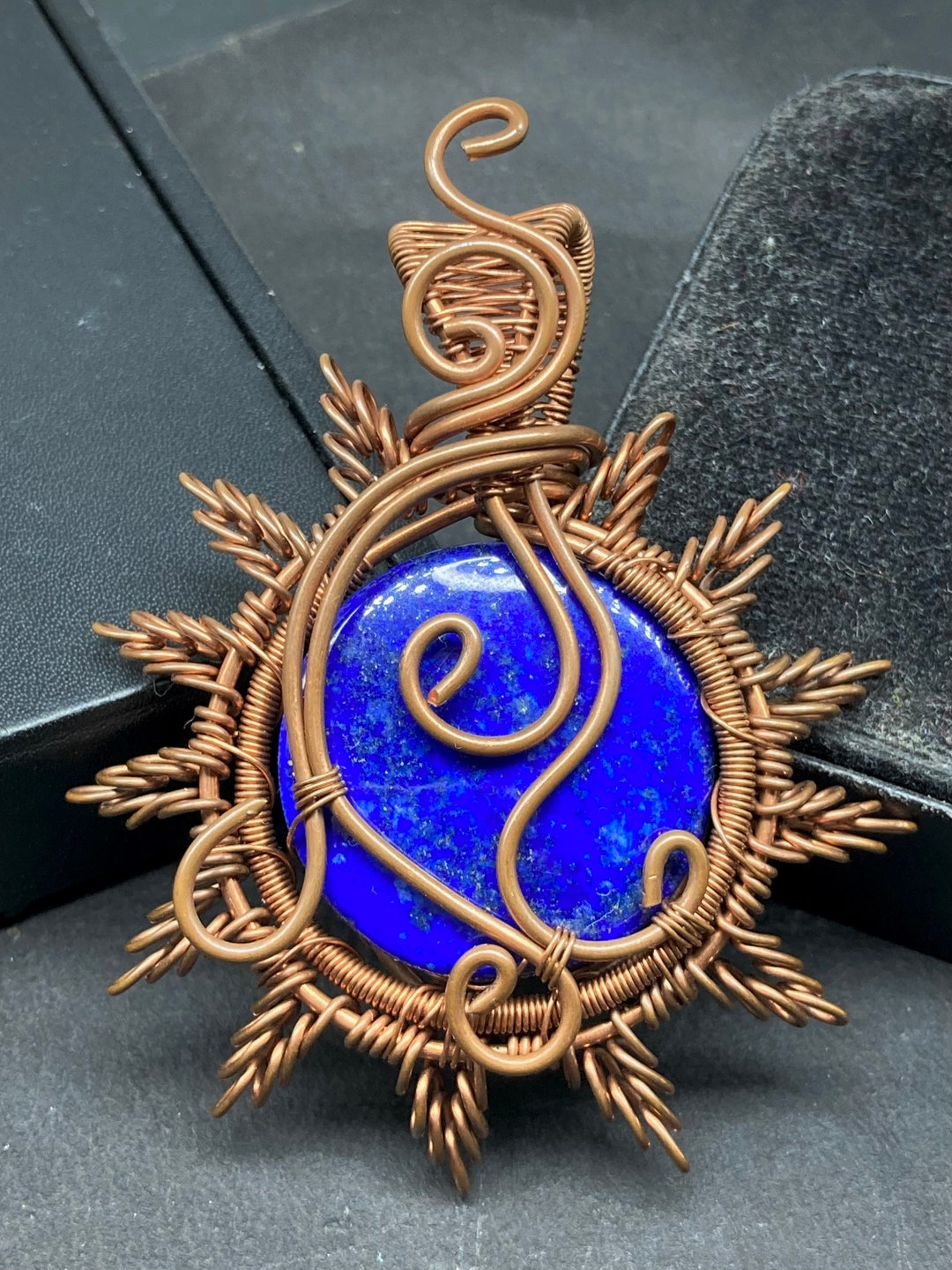 Beautiful Pendent Lapis Lazuli Copper Wire Wrapped Pendant Etsy