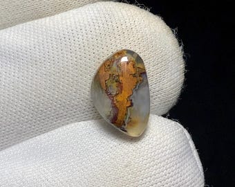 Einzigartiges Muster Kupfer Chrysokoll Cabochon, natürlicher Tee grüner Edelstein mit reichen Kupferadern Perfekt für die Schmuckherstellung, 13x9x4MM, 5,6ct