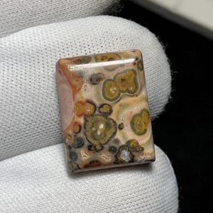 Natural Patterns Leopard Skin Jasper Cabochon, 20 x 15 x 5MM, One Of Kind Earthy Tones Vibrant Orbicular Jasper Loose Gemstone. 12.8 carat.