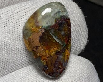 Einzigartiges Muster Kupfer Chrysokoll Cabochon, natürlicher Tee grüner Edelstein mit reichen Kupferadern Perfekt für die Schmuckherstellung, 21x14x4MM, 14,1ct