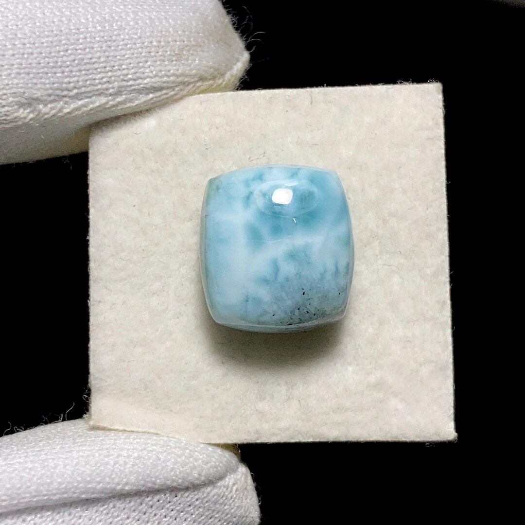Impressive Patterns Blue Larimar Cabochon, 9.20 Carat, 12 X 11 X 7MM ...