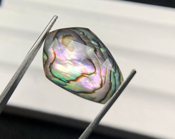 Abalone Shell Faceted Doublet Gemstone, 23x17x6mm Semi Precious Gemstone For Jewelry Making, Fancy Shape Bohemian Style Rings Jewelry 724