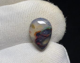 Einzigartiges Muster Kupfer Chrysokoll Cabochon, natürlicher Tee grüner Edelstein mit reichen Kupferadern Perfekt für die Schmuckherstellung, 13x9x4MM 3,8ct