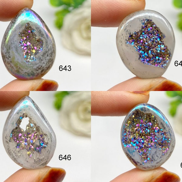 Titanium Druzy Gemstone, Natural Semi Precious Gemstone For Jewelry Making, Druzy Healing Gemstone Use For Rings Making, Birthstone