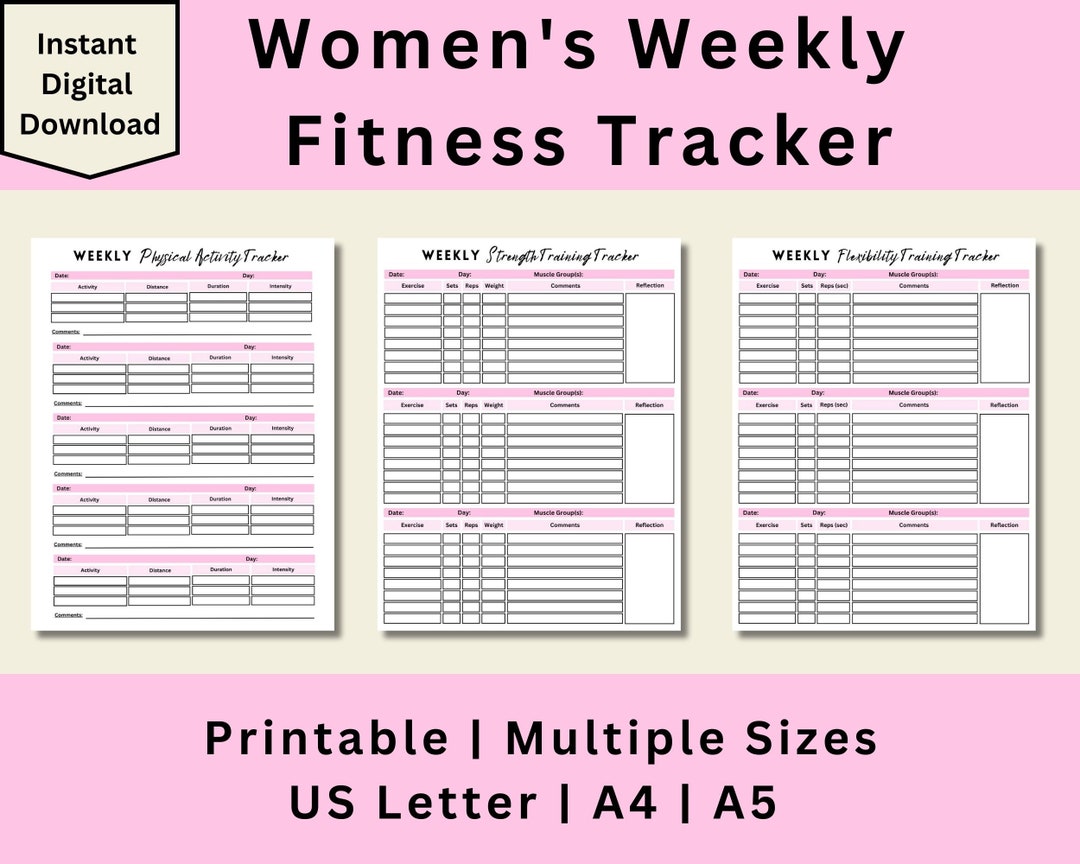 Weekly Fitness Tracker, Strength Training Tracker, Flexibility Training