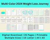 2024 Weight Loss Journal, Weight Loss Tracker, Body Measurements, Fitness Planner Printable, Food Log, Digital Download, US Letter, A4, A5