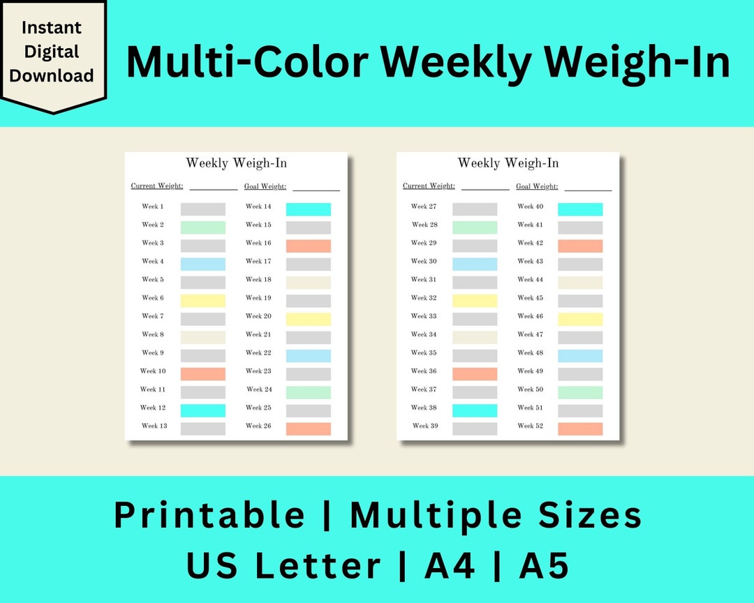 Weekley Weight In Weekly Weigh In, Weight Loss Tracker, Weekly Weigh in Printable, Weekly ...