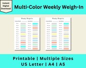 Weekly Weigh In, Weight Loss Tracker, Weekly Weigh In Printable, Weekly Weight Loss  Printable, Digital Download, US Letter, A4, A5