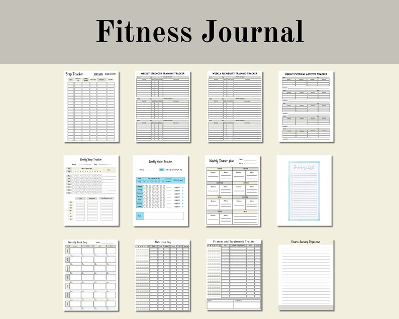 Fitness and Strength Training Journal Bundle, Weight Lifting Journal