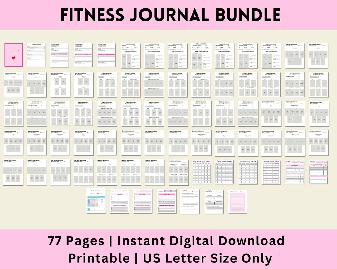 2024 Printable Fitness Journal, Fitness Planner, Fitness Journal Bundle ...