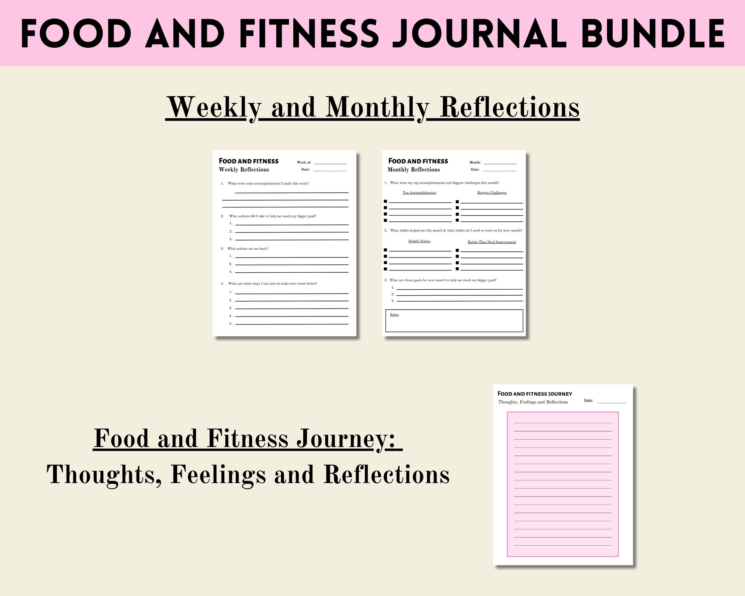 2024 Food and Fitness Journal Bundle, Printable Food and Fitness ...