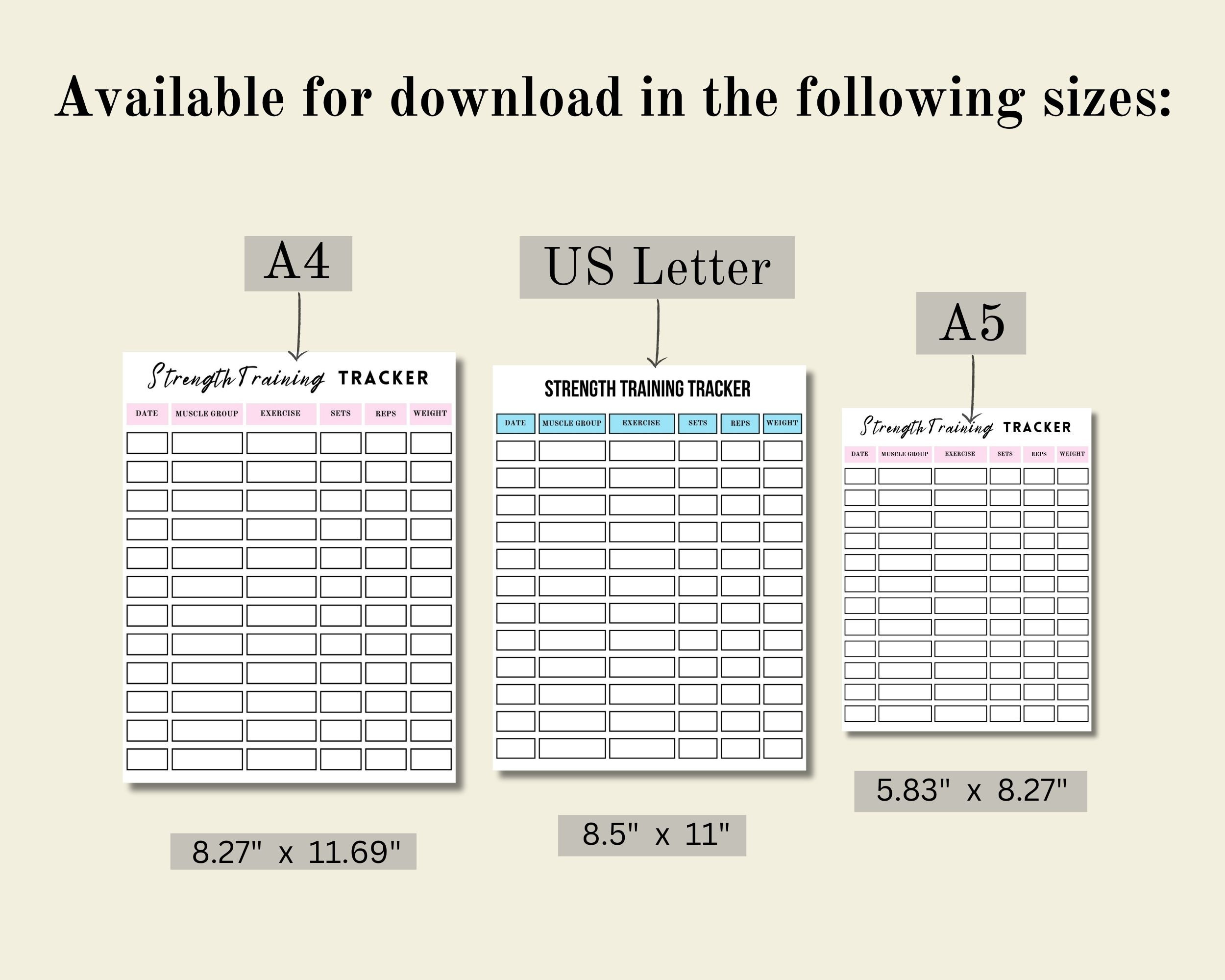 Strength Training Tracker Printable, Workout Tracker, Weight Lifting ...