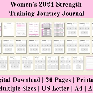 2024 Diario de entrenamiento de fuerza, Rastreador de levantamiento de pesas, Entrenamiento de fuerza, Diario de levantamiento de pesas, Descarga digital, Carta de EE. UU., A4, A5