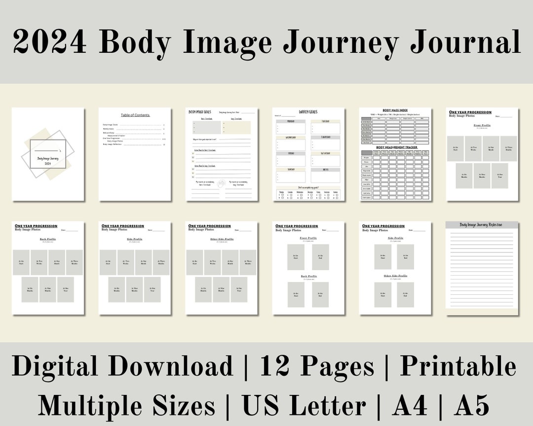 2024 Body Image Journal, Body Image Journal, Body Measurement Tracker