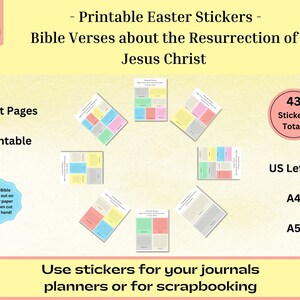 Pegatinas digitales cristianas, pegatinas imprimibles del versículo bíblico de Pascua Resurrección para diarios y planificadores, descarga digital, carta de EE. UU., A5