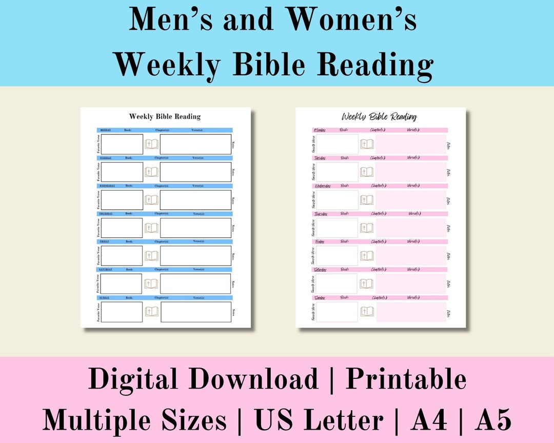 Weekly Bible Reading, Bible Reading Tracker, Printable Weekly Bible ...