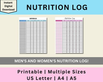 Daily Food Log, Printable Daily Food Log, Meal Tracker, Food Tracker ...