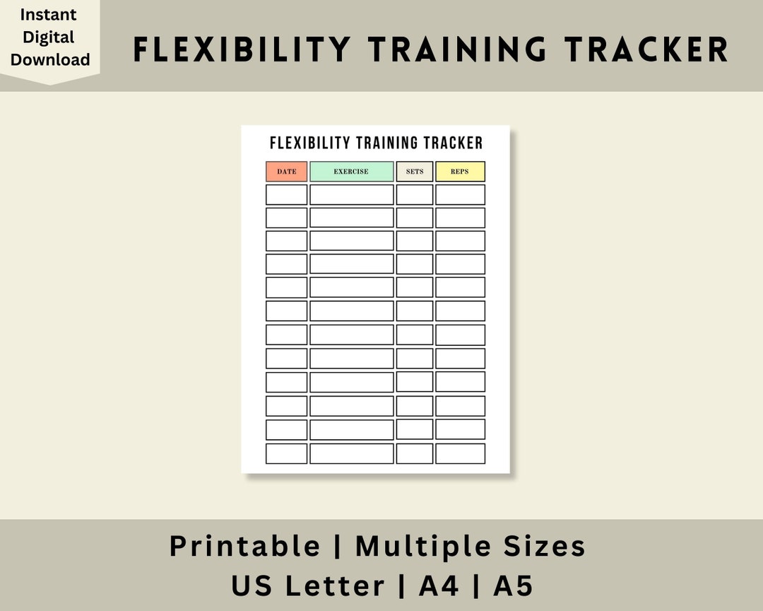 Flexibility Tracker, Fitness Tracker PDF, Workout Tracker, Exercise