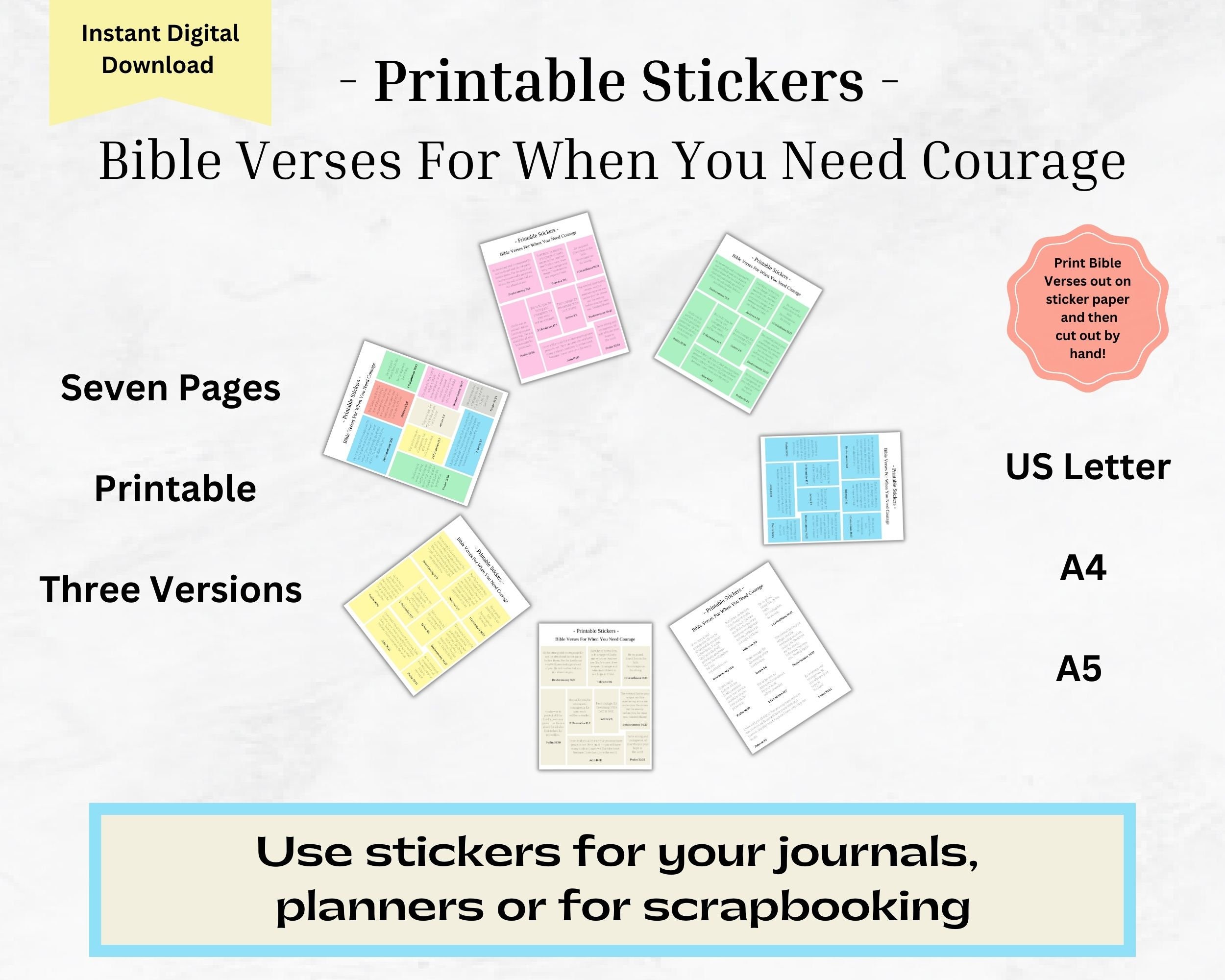 Printable Bible Verse Stickers, Christian Stickers, Printable Digital ...