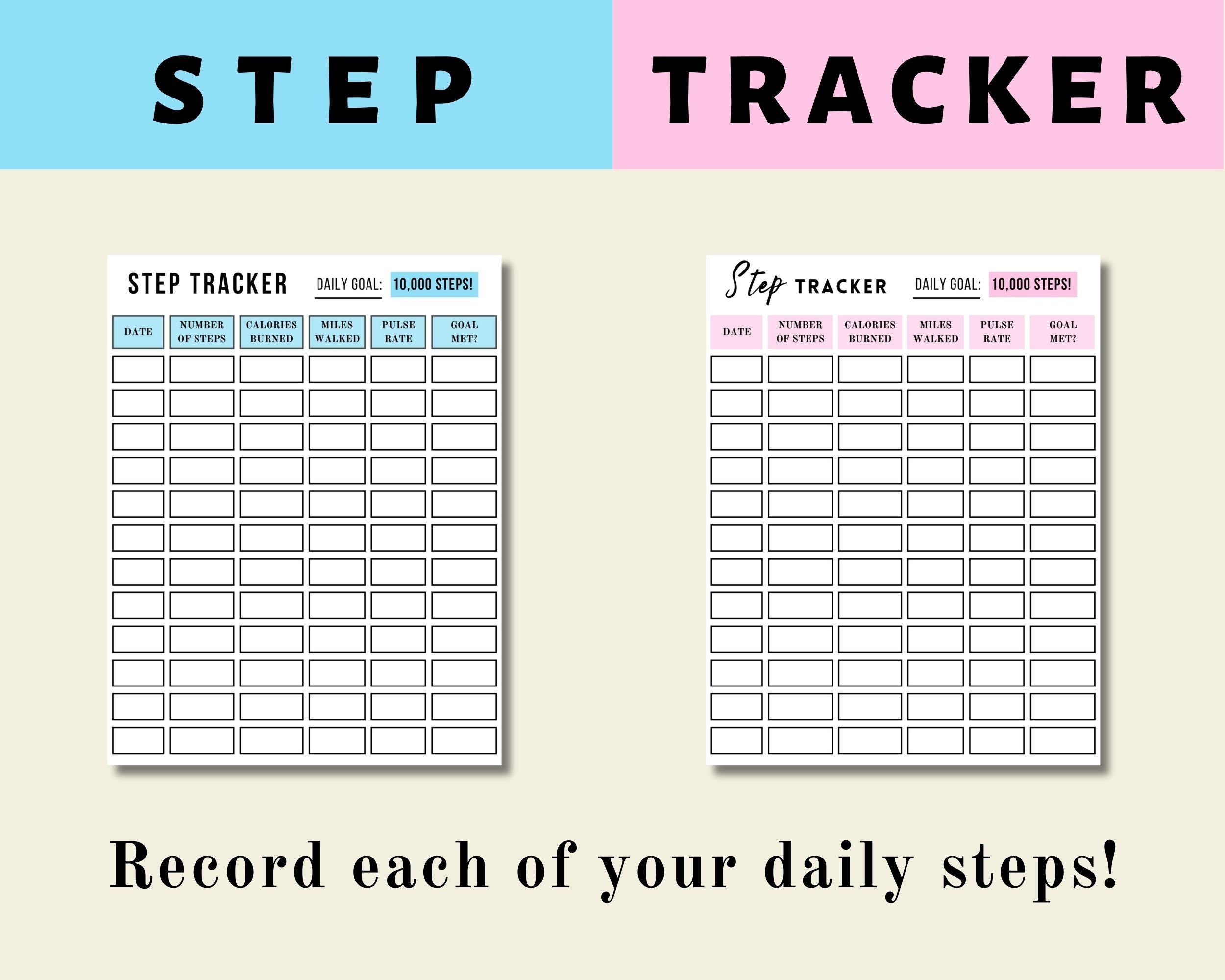 Step Tracker Printable Daily Step Log Printable Fitness Tracker Step Tracker Printable Daily Step Log Printable Fitness Tracker