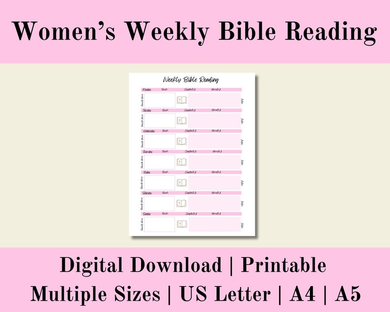Weekly Bible Reading, Bible Reading Tracker, Printable Weekly Bible ...