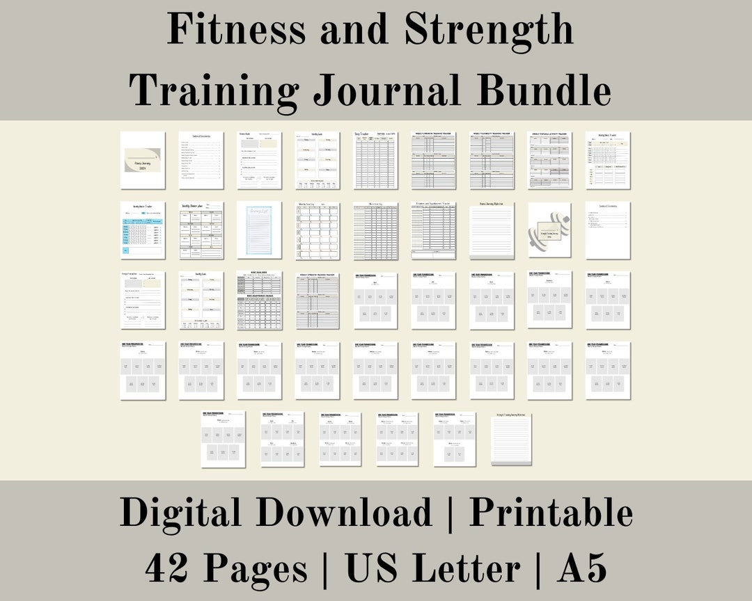 Fitness and Strength Training Journal Bundle, Weight Lifting Journal