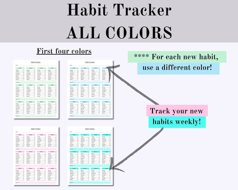 Monthly Habit Tracker Printable, Weekly Tracker Digital, Habit ...