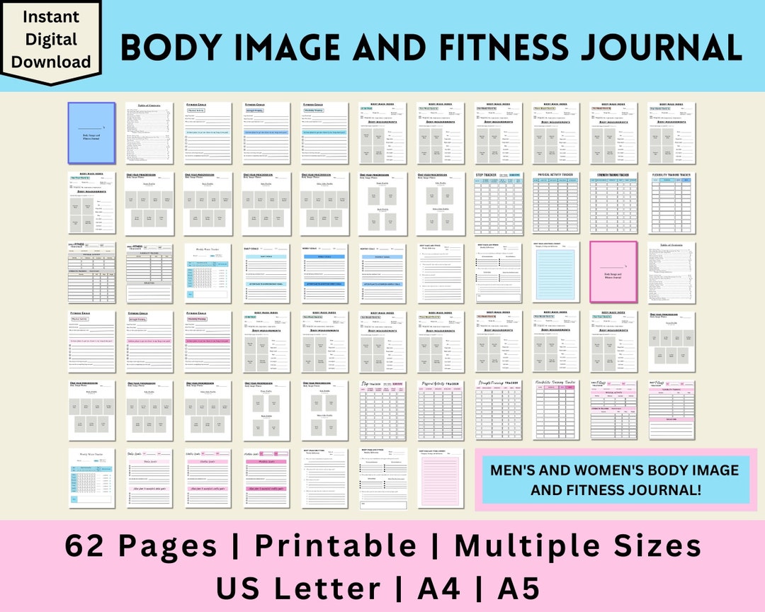 Fitness Journal Body Image Journal Body Measurement Tracker Etsy