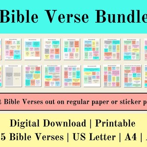 Paquete de pegatinas de versículos bíblicos imprimibles, pegatinas de fe de las Escrituras digitales cristianas, diario de pegatinas del planificador, descarga digital, carta de EE. UU., A5