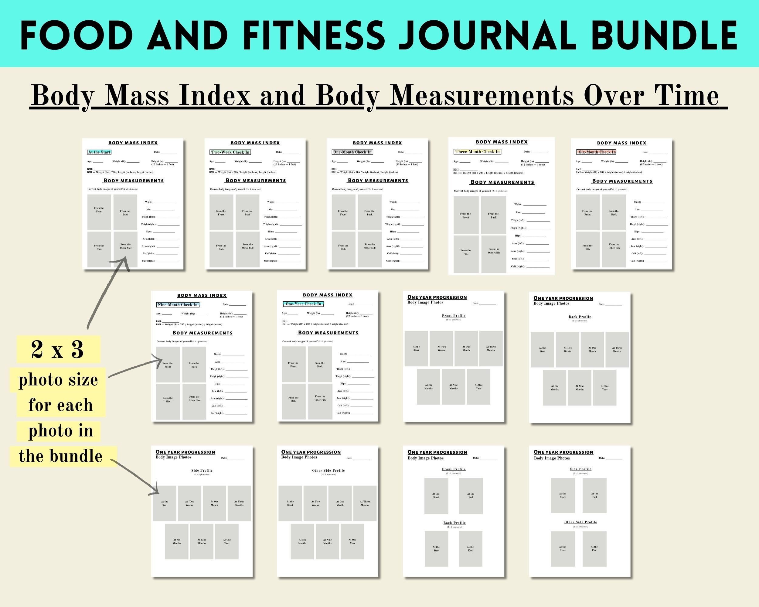 2024 Food and Fitness Journal Bundle, Printable Food and Fitness ...