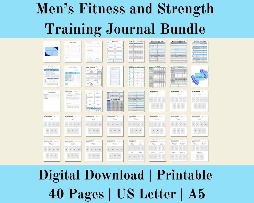 Mens Fitness and Strength Training Journal Bundle, Weight Lifting