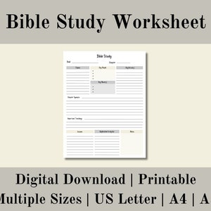 Bible Study Worksheet, Bible Study Printable, Digital Bible Study ...