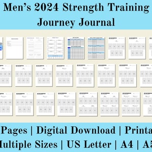 2024 Diario de entrenamiento de fuerza, Rastreador de levantamiento de pesas, Entrenamiento de fuerza, Diario de levantamiento de pesas, Descarga digital, Carta de EE. UU., A4, A5