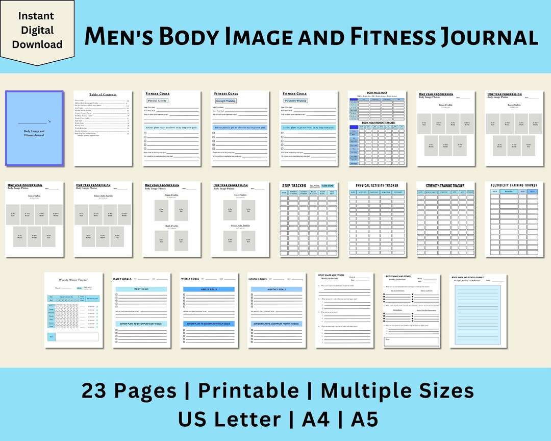 2024 Men's Body Image Journal, Men's Fitness Journal, Fitness Trackers