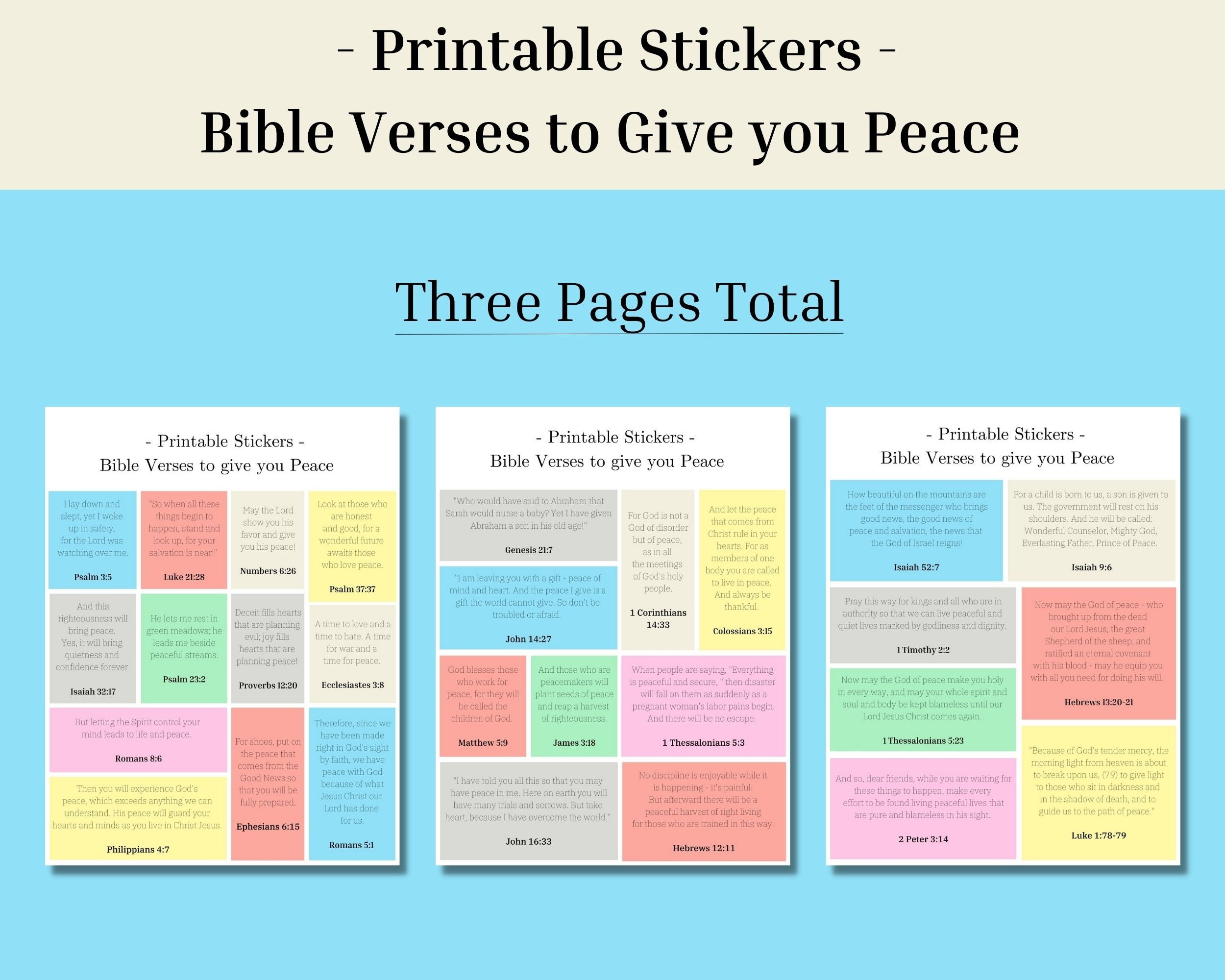 Printable Christian Digital Peace Stickers, Bible Verse Stickers for ...