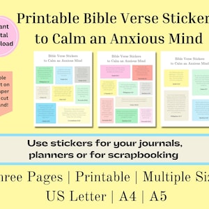 Pegatinas imprimibles de ansiedad del versículo bíblico, pegatinas imprimibles del planificador, pegatinas digitales cristianas, descarga digital, carta de EE. UU., A4, A5