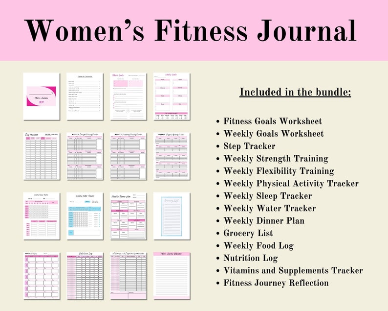 Womens Fitness and Strength Training Journal Bundle, Weight Lifting