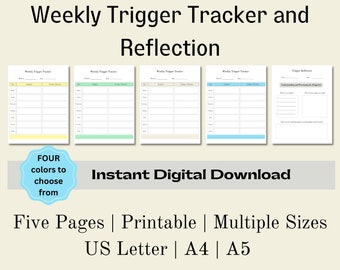Trigger Tracker, Weekly Trigger Tracker, Trigger Journal, Trigger Processing, Mental Health Tracker, Digital Download, US Letter, A4, A5