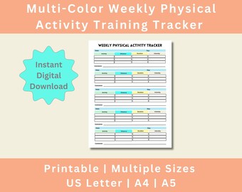 Physical Activity Log, Weekly Physical Activity Tracker Printable, Workout Log, Exercise Log, Fitness Log, Digital Download, US Letter, A4