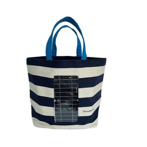 Solar Strandtasche, USB Ladung für Handy, maritimes Design