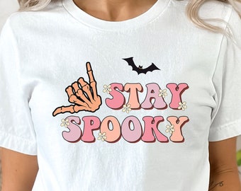 Stay Spooky T-shirt Spooky Vibe-tröja Halloween-t-shirt Cool Halloween-tröja Rolig Halloween-tröja Hösttröja Spöklik T-shirt Spöksäsong Boo