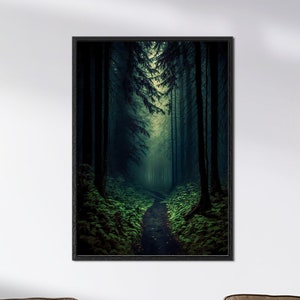 Poster Schwarzer Wald Bild Natur Zauber Wald Poster Geheimnisvoll dunkler Wald Artwork Wall Art Geschenk Poster Besonders