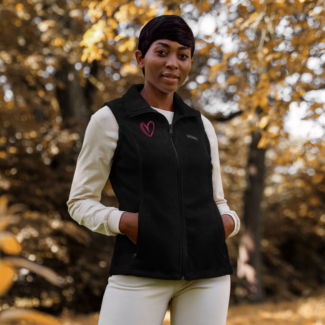 Womens Columbia Fleece Vest With Embroidered Heart Etsy