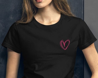 Women's Embroidered Heart T-Shirt