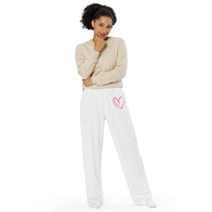 Heart print unisex wide-leg pants - Valentines!
