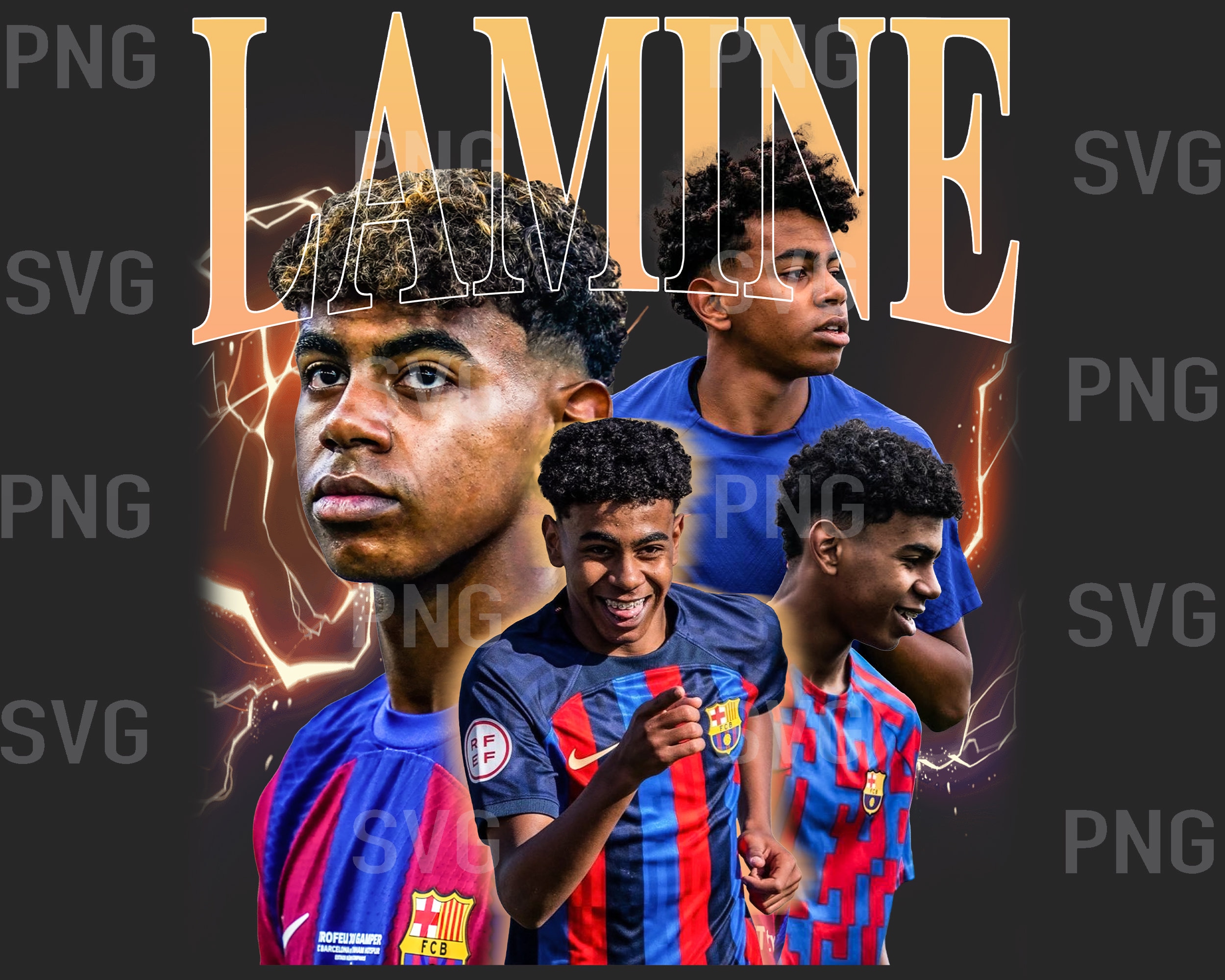 Lamine Yamal Barcelona Design PNG Poster PNG Printable Football T-shirt