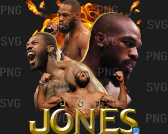 Jon Jones / Bones T-Shirt Design PNG / Vector T-Shirts PNG / Bootleg stampabile MMA Tee Shirt Design / Download istantaneo e pronto per la stampa